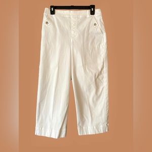 Stretch Twill Cropped Wide Leg Pant (size petite large) In Bright White